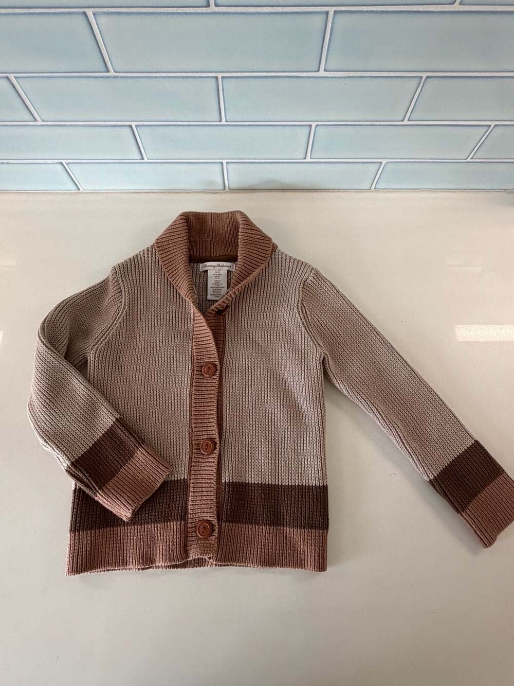 Tommy Bahama 5T Shawl Collar Colorblock Ribbed Knit Cardigan